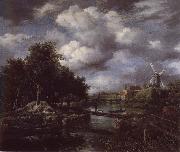 Landscape with a windmill  near town Moat Jacob van Ruisdael
